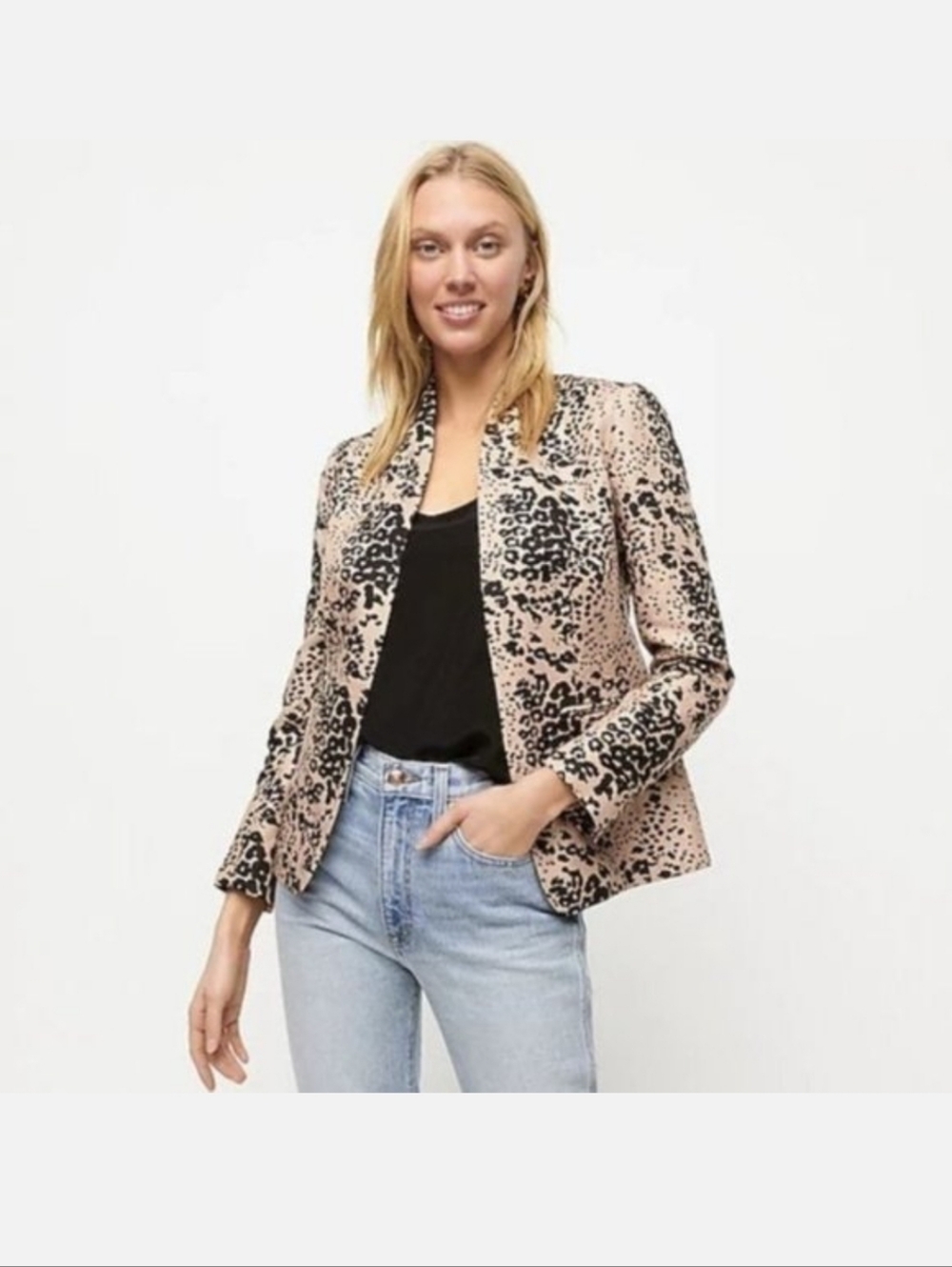 J. Crew Pink and Black Leopard Print Blazer